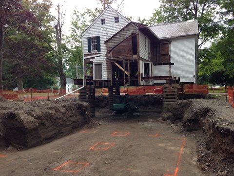 House elevated and foundation dug out, August 2014