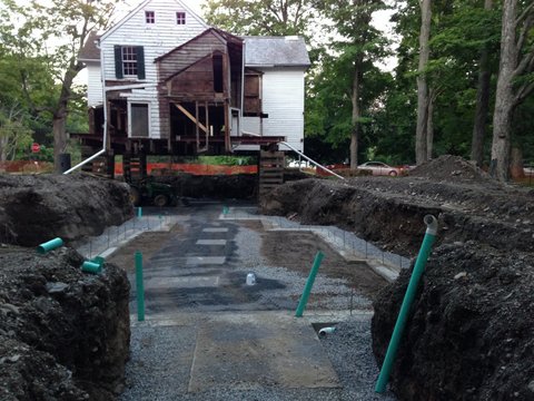 House elevated and foundation started, August 2014